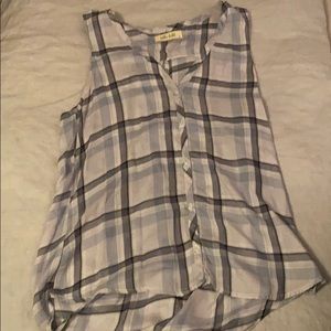 Plaid tank with white buttons with open back